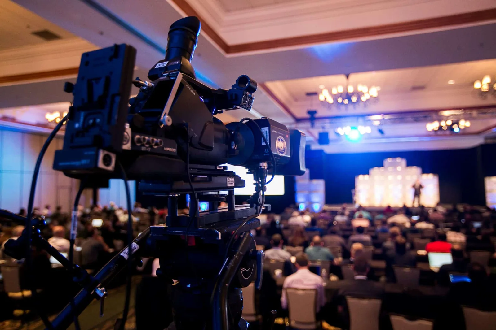 A camera covering an event