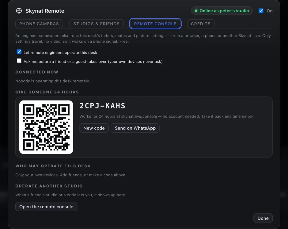 Skynat Remote — the remote console access