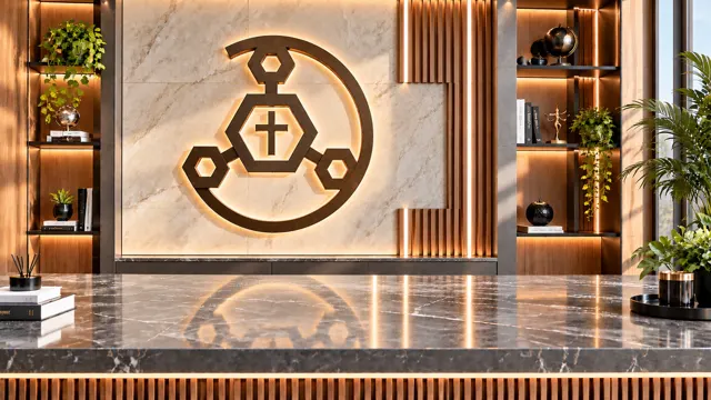 Emblem desk virtual set