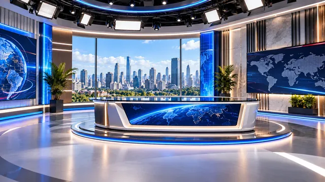 Globe Newsroom virtual studio set