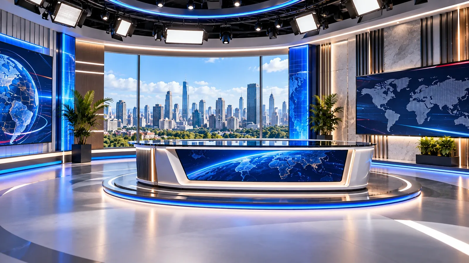 The Globe Newsroom set
