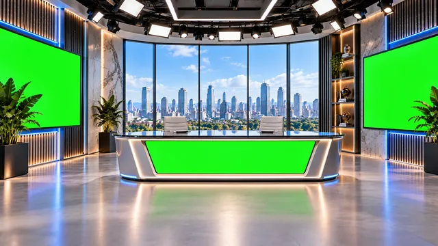 Green Desk virtual studio set